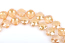 10 GOLDEN CHAMPAGNE QUATREFOIL Crystal Glass Beads, checkerboard faceted,  20mm, bgl1348