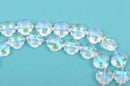 10 CLEAR AB QUATREFOIL Crystal Glass Beads, rainbow plated, checkerboard faceted,  20mm, bgl1356