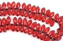 10 RED Crystal Teardrop Briolette Beads, faceted  top drilled  20x10mm bgl1359