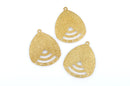 10 Gold Brass Stardust Charm Pendant Connectors, TEARDROP shape, 1 to 5 connector findings, brass findings, 33x26mm, chg0375