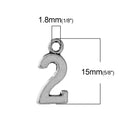 6 Silver Plated Number 2 (two) Charms, 15mm tall, about 5/8" chs2282