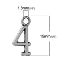 6 Silver Plated Number 4 (four) Charms, 15mm tall, about 5/8" chs2284