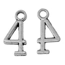 6 Silver Plated Number 4 (four) Charms, 15mm tall, about 5/8" chs2284