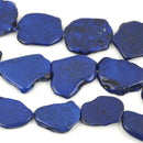 Royal Blue HOWLITE Slab Shape Gemstone Beads, magnesite, about 3/4" to 1-1/2" full strand, about 14-16 beads, how0515