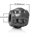 25 Gunmetal Drum Spacer Beads, 6x5mm, Black Dot Pattern, bme0378