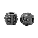 25 Gunmetal Drum Spacer Beads, 6x5mm, Black Dot Pattern, bme0378