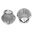10 Antique Silver Striped Seashell Spacer Beads, Scallop shell beads, 6x5mm bme0380