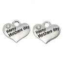 20 Antique Silver Rhinestone "Happy Mother's Day" Heart Charm Pendants 16x14mm chs2296b