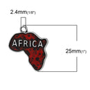 4 Red Enamel Africa Map Charms Pendants, Antique Silver Charms,  25mmx22mm, che0512