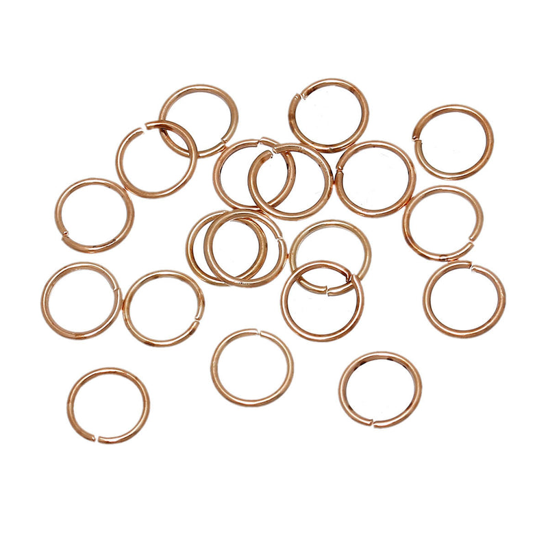 50 pcs 8mm ROSE GOLD Open Jump Rings, Wire Findings, 18 gauge, jum0161
