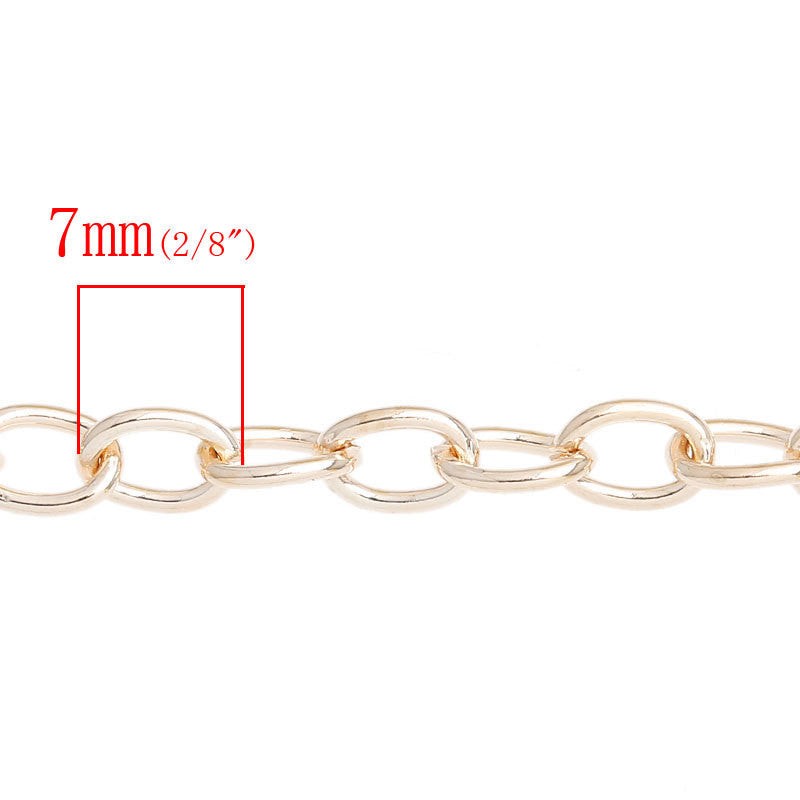 5m (16+ feet) Light Gold Open Link Cable Chain, oval cable links are 7x5mm, fch0402