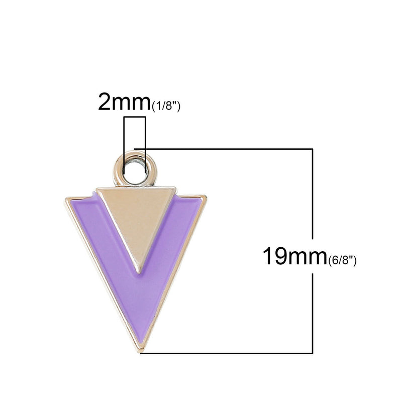 10 Enamel and Rose Gold Plated ARROWHEAD TRIANGLE Pendants Charms, mixed colors, chg0382