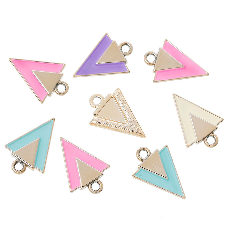 10 Enamel and Rose Gold Plated ARROWHEAD TRIANGLE Pendants Charms, mixed colors, chg0382