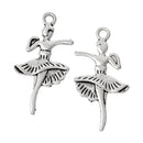 10 BALLET GIRL Ballerina Antique Silver Charms Pendants, dance charms, chs2326