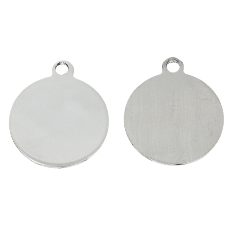 5 Silver Tone Stainless Steel Found Stamping Blanks, Jewelry Tags, Pendants, 20mm (about 3/4") dia.