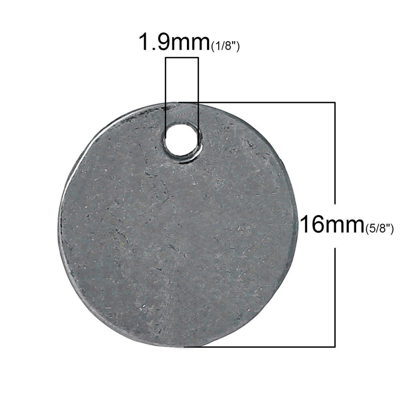 10 Gunmetal Blank Stamping Blanks, Jewelry Tags Pendants Round 16mm diameter, msb0305