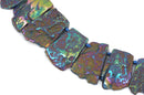 Titanium Quartz Gemstone Beads, RAINBOW METALLIC, Trapezoid shape top drilled, 28-45mm tall, full strand, 16-17 beads gqz0093