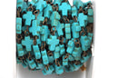 13 feet (4.33 yards) spool TURQUOISE HOWLITE CROSS Bead Rosary Chain, gemstone chain, bronze links, 10x8mm cross gemstone beads, fch0372c