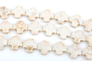 15mm White Maltese Cross Howlite Stone Beads, full strand, 26 beads, how0169