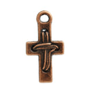50 Copper RUSTIC CROSS Charm Pendants, 7/8"  chc0043b