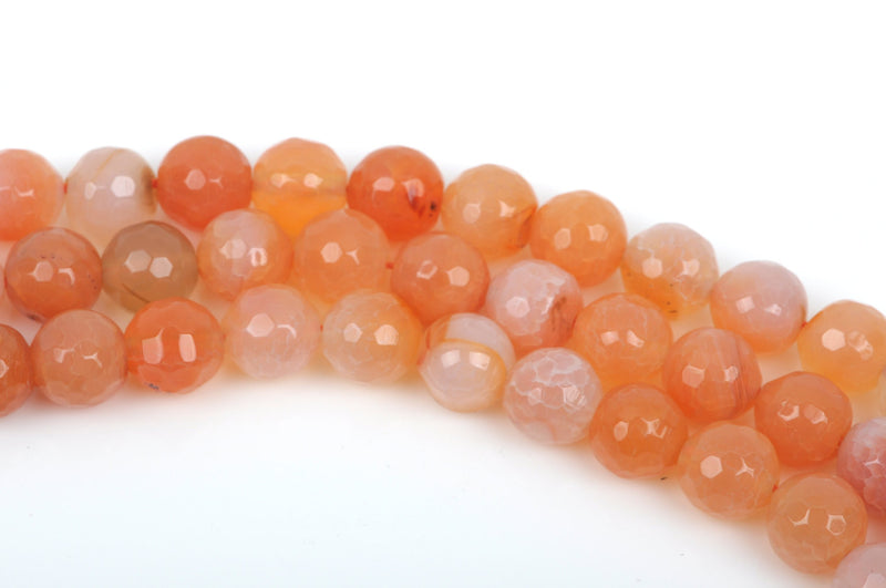 6mm Round Faceted PEACH ORANGE AGATE Beads, full strand,  Natural Gemstones, about 62 beads, gag0247