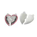 MOTHER and DAUGHTER Heart Charms Pendants, Pink and Clear Crystals, Mother's Day Charms, Charm Pendants, 1 set,  chs2307