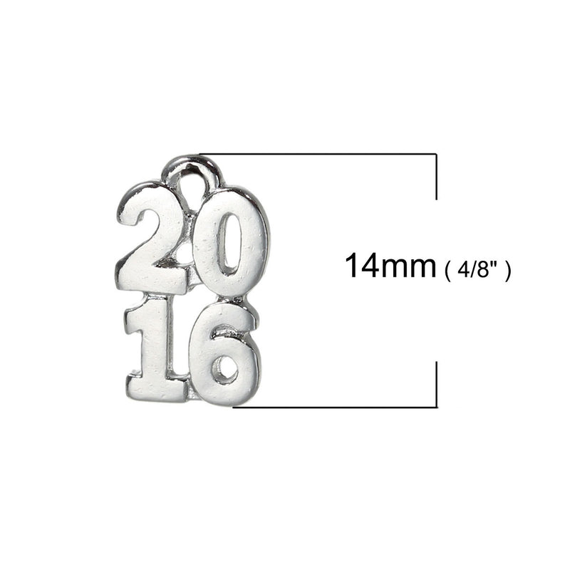 10 Silver 2016 Graduation Charm Pendants  chs2310