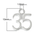 6 Number 35 Charms, Silver Plated Pendants, number thirty five, chs2323