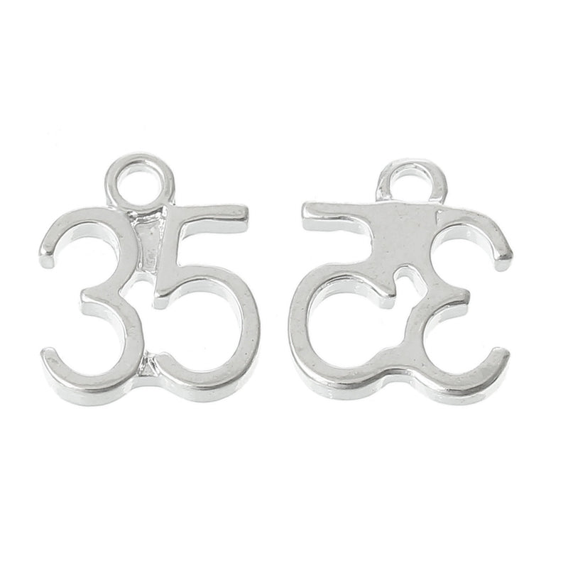6 Number 35 Charms, Silver Plated Pendants, number thirty five, chs2323