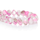 8x6mm PINK, White, and BROWN Marbled Glass Rondelle Beads, faceted, full strand, bgl1374