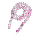 8x6mm PINK, White, and BROWN Marbled Glass Rondelle Beads, faceted, full strand, bgl1374