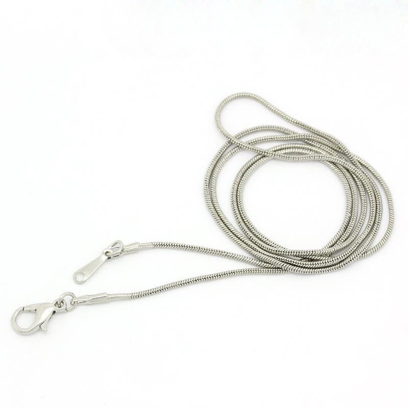 5 Silver Tone Copper Snake Chain Necklace with Lobster Claw Clasp for Jewelry Making, 24" long fch0383