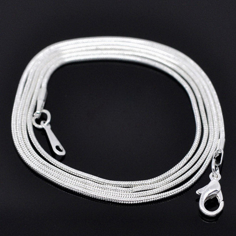 12 Silver Plated Snake Chain Necklaces with Lobster Claw Clasp for Jewelry Making, 24" long fch0384