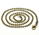 12 Bronze BALL CHAIN Necklaces, lobster clasp, 24" long 2.4mm, FCH0390