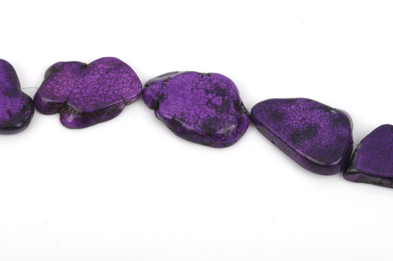 PURPLE HOWLITE Slab Shape Gemstone Beads, magnesite, about 1" to 1-1/4" full strand, about 14-15 beads, how0567