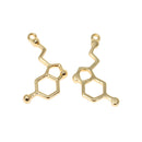5 SEROTONIN Molecule Chemistry Charms, Gold Plated Charm Pendants, Science Charms, chg0389