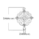 5 SILVER PLATED Brass Filigree, Rhinestone Connector Links, Charms, Pendants, Findings, 34x27mm, chs2328