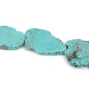 TURQUOISE BLUE HOWLITE Slab Shape Gemstone Beads, magnesite, about 1-1/2" to 1-3/4" full strand, about 10-11 beads, how0468