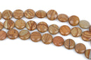 12mm Brown Stone COIN Beads, full strand, about 33 beads, gag0251