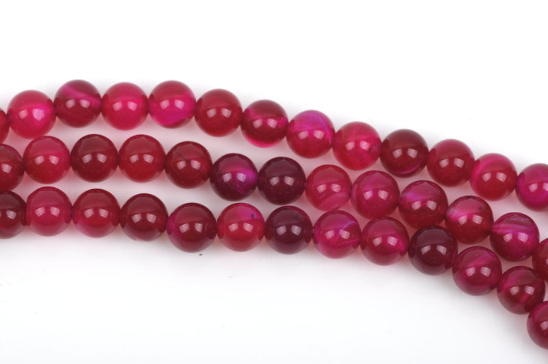 6mm FUCHSIA AGATE Round Beads, Hot Pink Agate Gemstone Beads, full strand, about 63 beads, gag0260