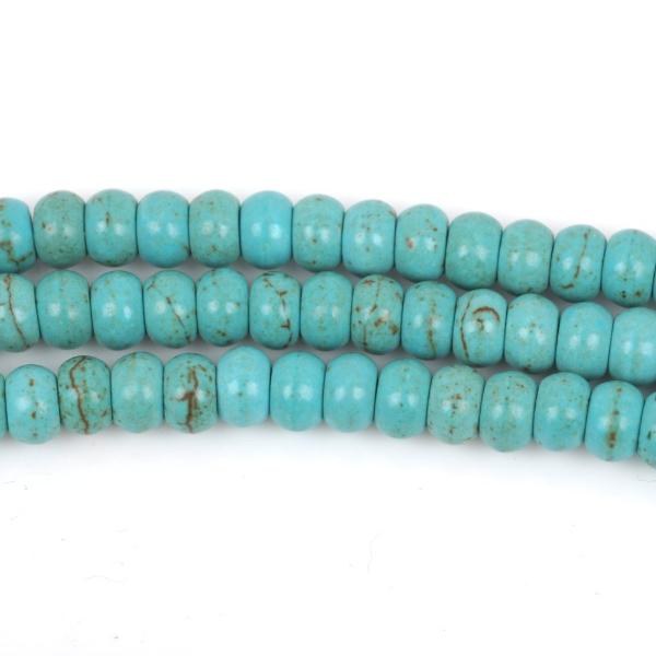 6mm HEISHI Beads, Howlite Turquoise Rondelle Beads, trade beads, full strand, about 98 beads, how0472