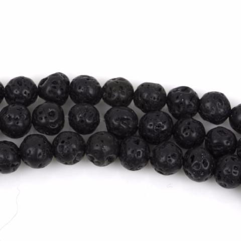10mm Round BLACK LAVA Beads, perfume diffuser beads, essential oil beads, lava stone beads, full strand, about 39 beads, glv0018