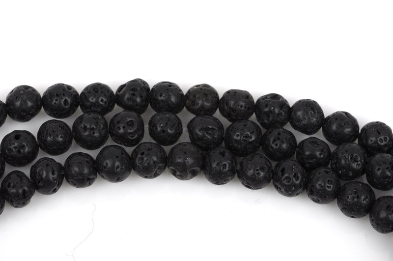 12mm Round BLACK LAVA Beads, perfume diffuser beads, essential oil beads, lava stone beads, full strand, about 33 beads, glv0019
