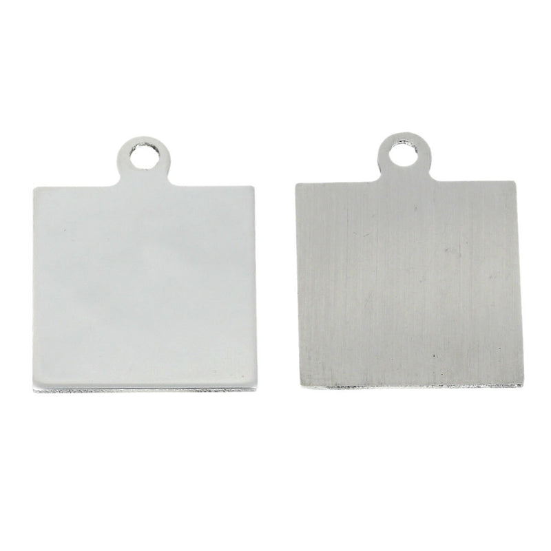 5 Silver Stainless Steel Square Stamping Blanks, Jewelry Tags, Pendants, 25x20mm, 18 gauge, msb0309
