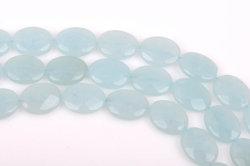 20x15mm JADE Beads, Faceted LIGHT BLUE Gemstone Beads, full strand, about 20 beads, gjd0169
