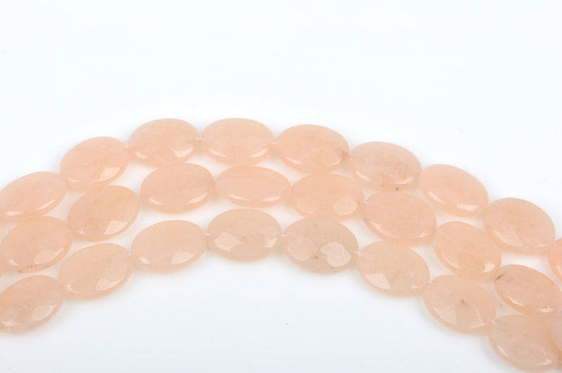 20x15mm JADE Beads, Faceted LIGHT PEACH Gemstone Beads, full strand, about 20 beads, gjd0170