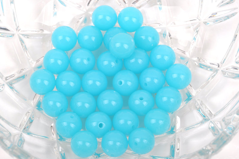 12mm TURQUOISE BLUE Acrylic Bubblegum Beads, package of 30 beads,  bac0329