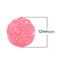 10 Round Resin Metallic AB Hot Pink DRUZY CABOCHONS, faux druzy, 12mm  cab0407