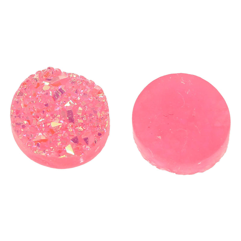 10 Round Resin Metallic AB Hot Pink DRUZY CABOCHONS, faux druzy, 12mm  cab0407