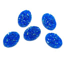 10 Oval Resin AB Dark Turquoise Blue DRUZY CABOCHONS, faux druzy, 18x13mm  cab0410